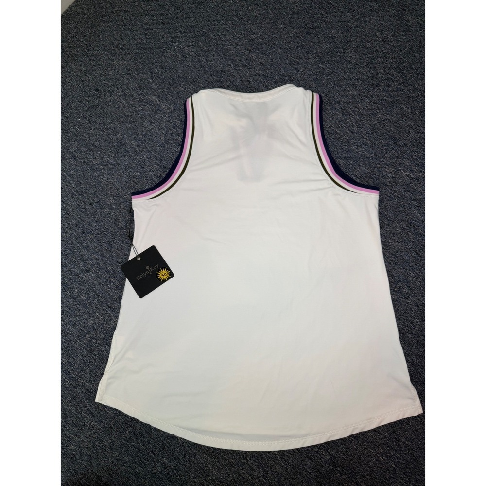 Belyn Key Womens Sleeveless Golf Top White Striped V-Neck UPF 50 New with Tags - Picture 4 of 8